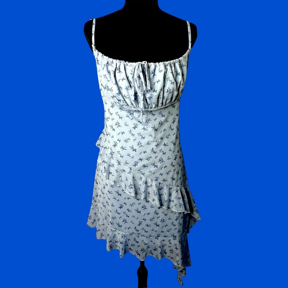 Aeropostale Y2K Butterfly Dress XL Whimsical Fairy Ruffle Peasant Milkmaid Mesh